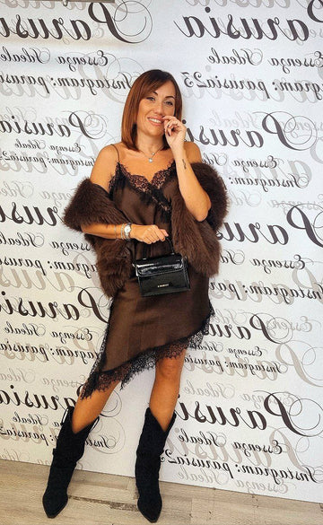 Abito Sottoveste Susymix in Marrone, Nero e Cammello