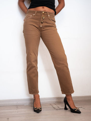 Jeans Vicolo Beige con Bottoni Frontali