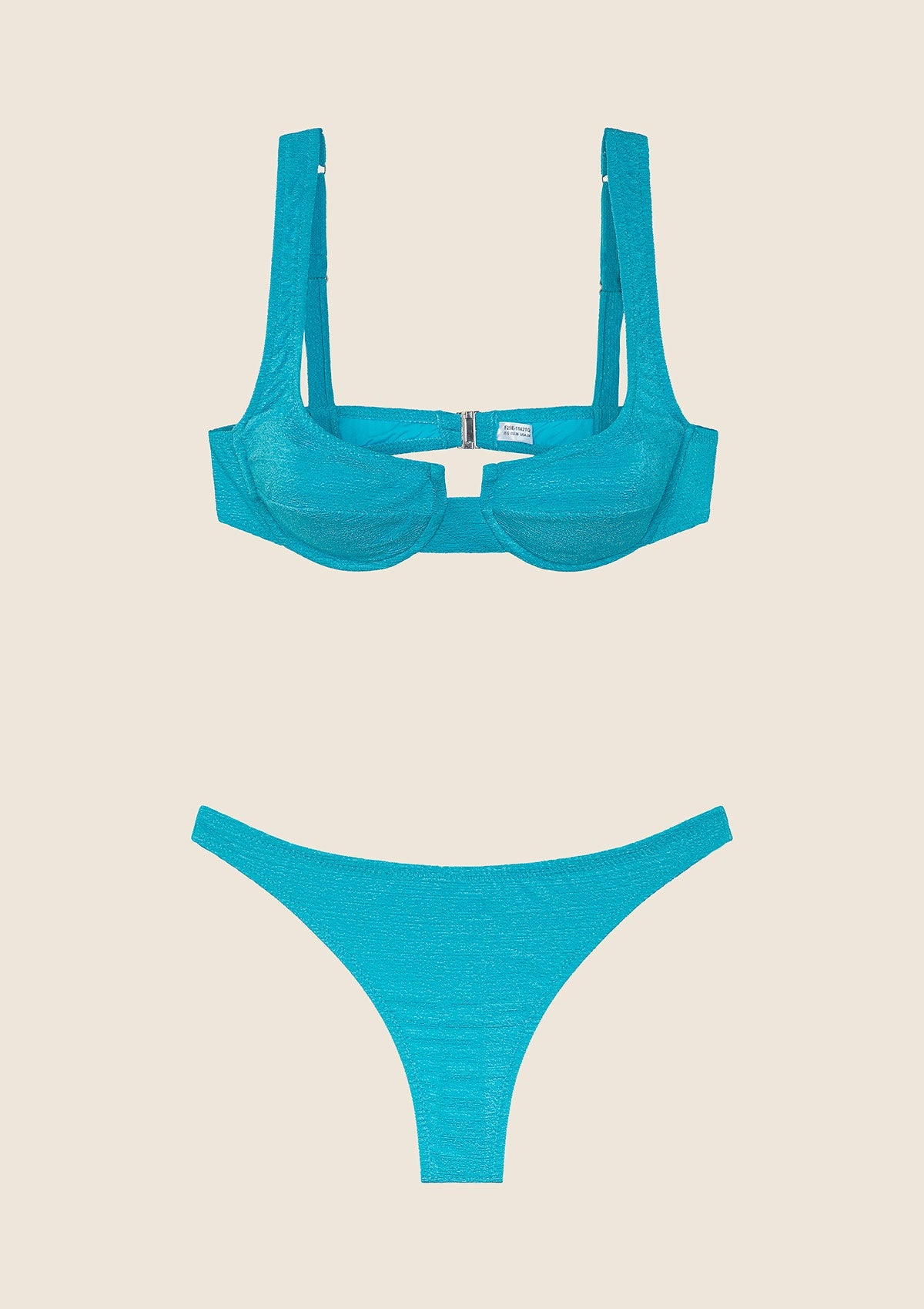 Bikini Donna F**K Reggiseno con Ferretto e Slip Americano Fisso Turchese 1142-TQ image 6