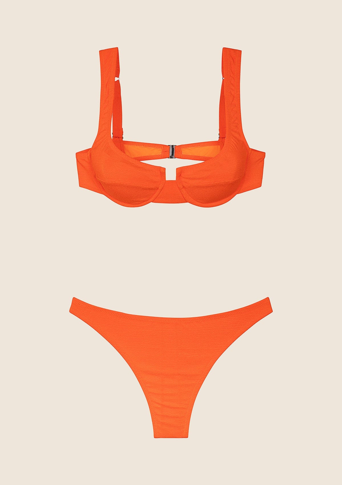 Bikini Donna F**K Reggiseno con Ferretto e Slip Americano Fisso Arancione Fluo 1142-FO image 6