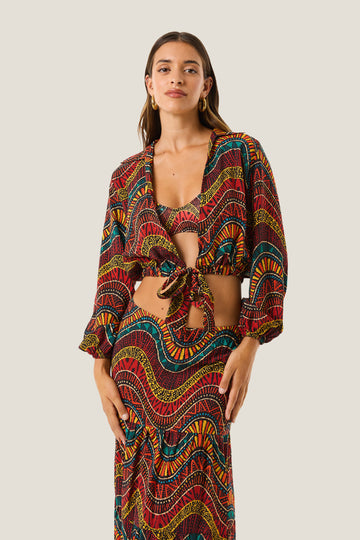 CAMICIA CROP CON CINTO KENIA