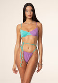 Bikini Donna F**K Reggiseno con Ferretto e Slip Brasiliano Regolabile Lilla 0932-LC image 1
