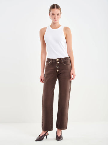 Jeans Zoe Fondente Bottoni Gioiello