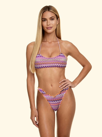 Bikini Donna F**K Top Regolabile con Slip Americano Fisso Multicolor SW0295-MC