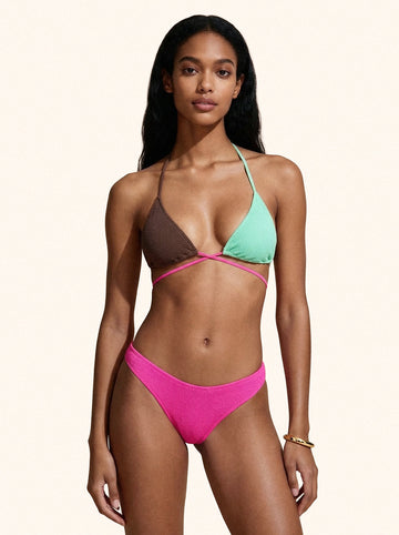 Bikini Donna Me fui Triangolo con Slip Fisso Color Block 0650-FX
