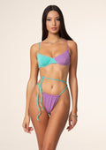 Bikini Donna F**K Reggiseno con Ferretto e Slip Brasiliano Regolabile Lilla 0932-LC image 0