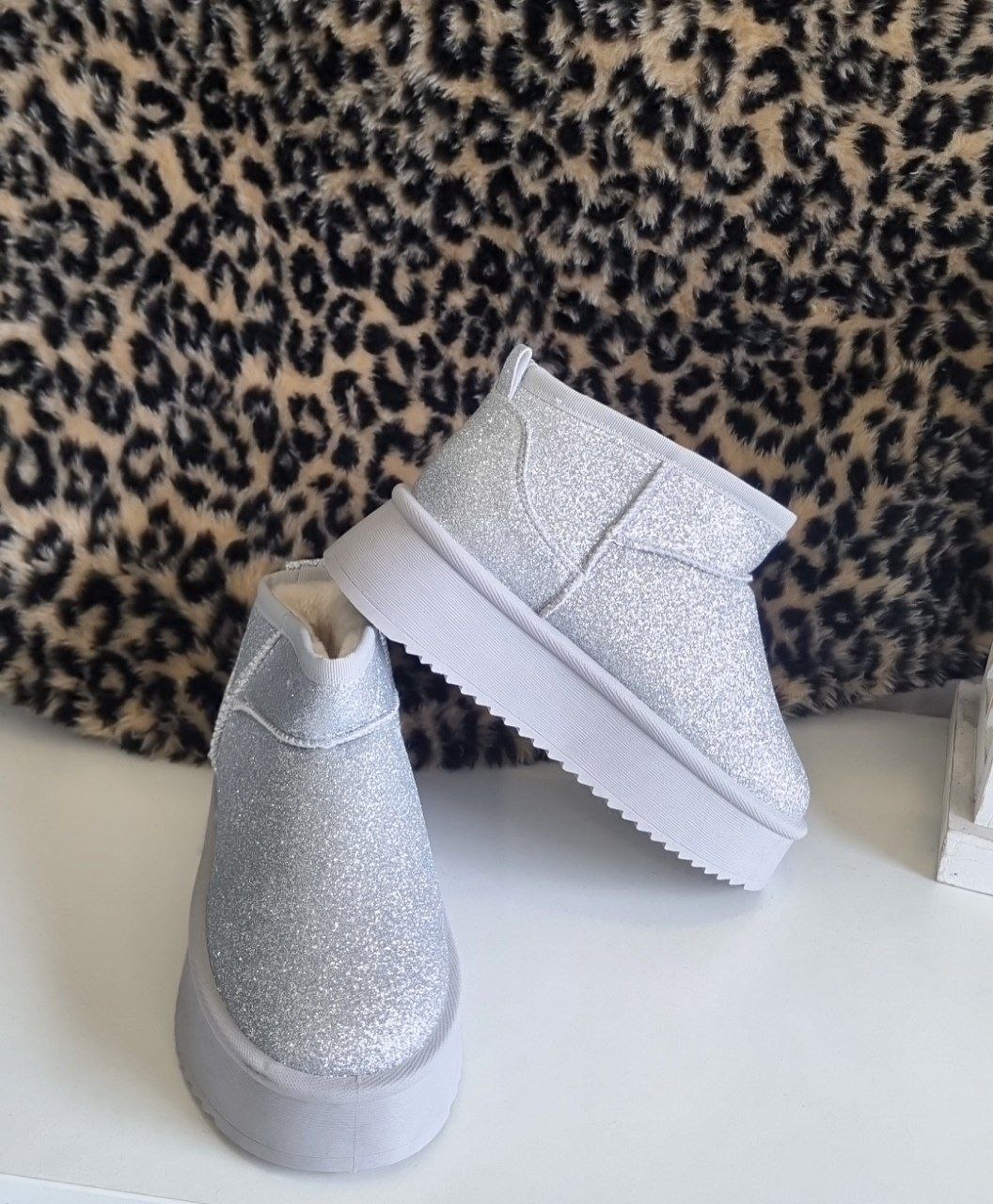 Tronchetto Imbottito Glitter Silver