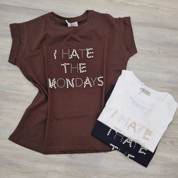 T-shirt 100% Cotone con Scritta 'I Hate The Mondays'