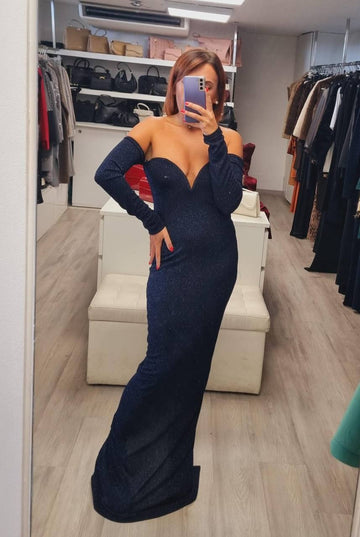 Abito Lungo Elegante con Maniche Lunghe