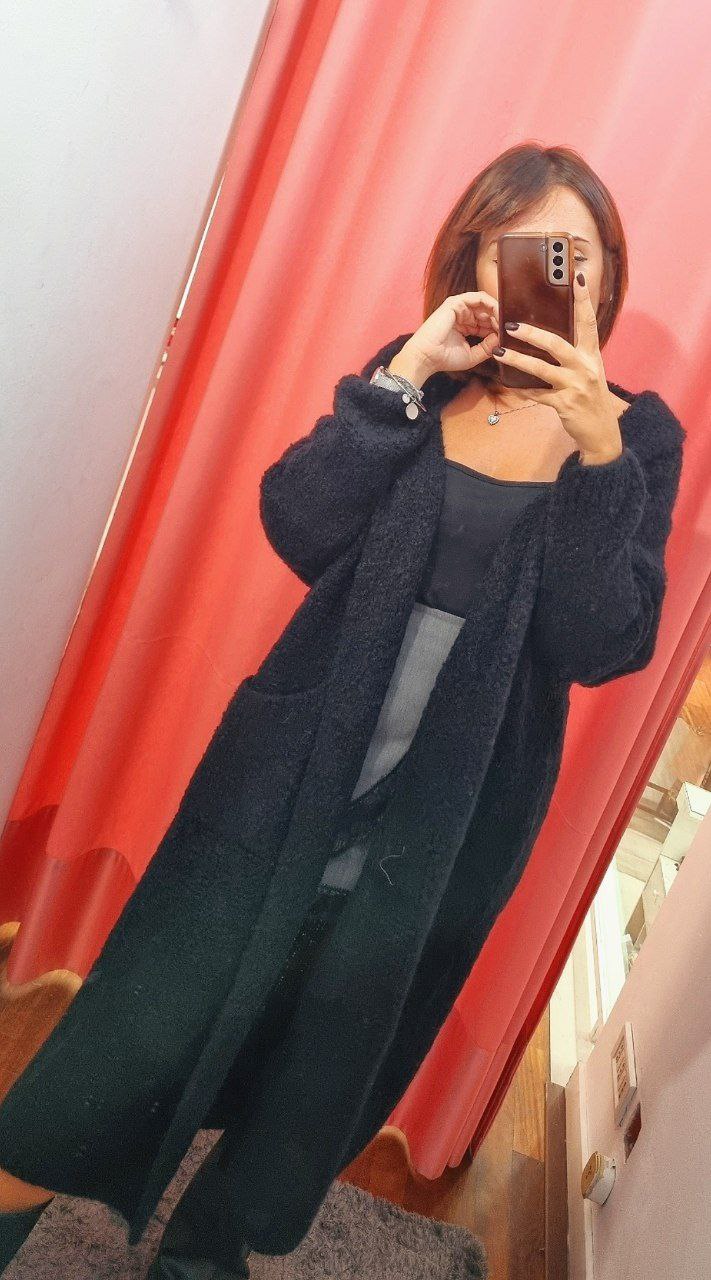 Cardigan Lungo Susymix in Nero, Panna, Marrone e Bordeaux