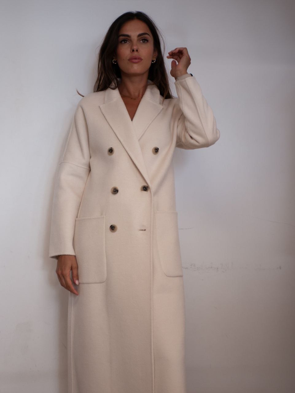 Cappotto Doppiopetto Vicolo in Rosa, Giallo, Panna, Marrone e Nero