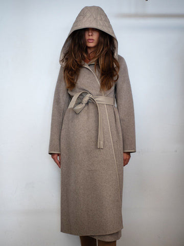 Cappotto Vicolo Beige con Cappuccio e Cintura