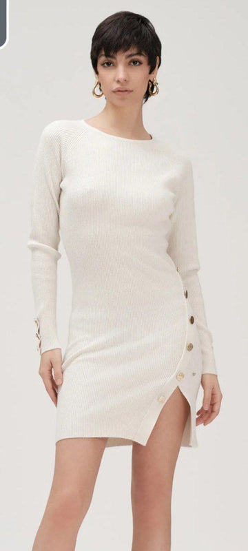 Abito a Costine Rosso con Maniche Lunghe