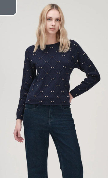 Maglia con Strass Whitewise in Nero e Grigio