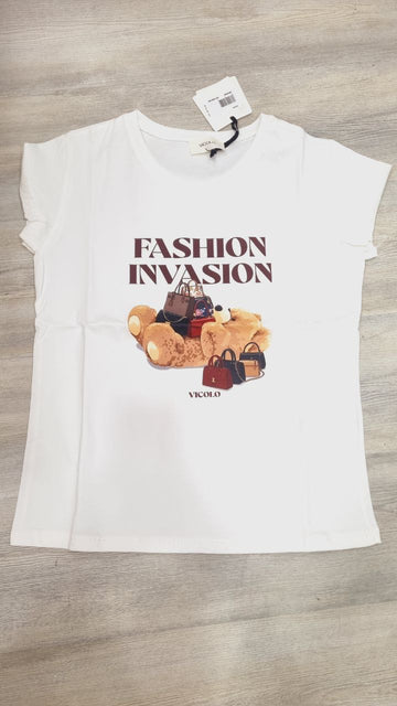 T-shirt Vicolo con Stampa Fashion Invasion