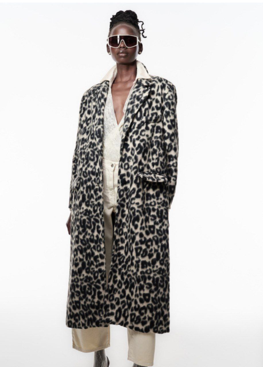 Cappotto Maculato con Tasche e Collo Revers