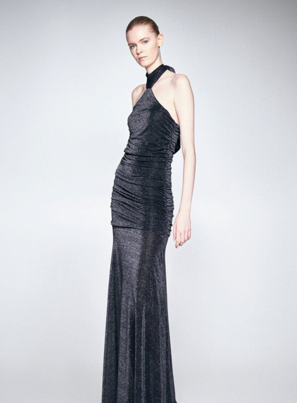 Abito Lurex Grigio con Scollo Halter