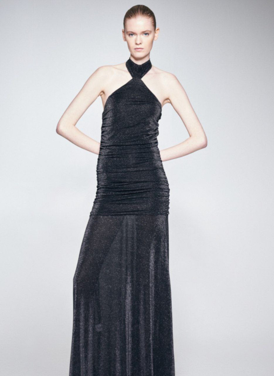 Abito Lurex Grigio con Scollo Halter