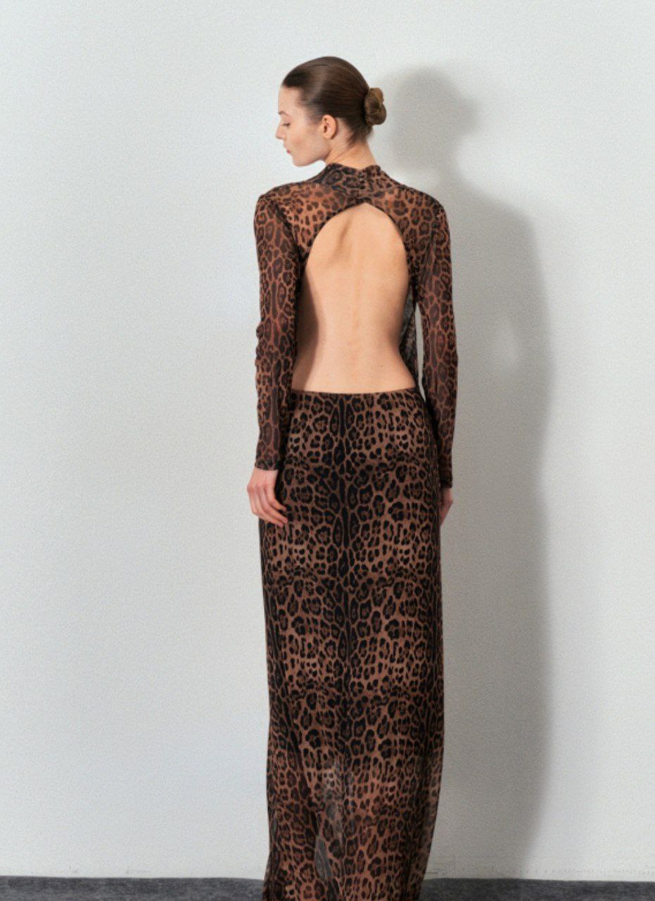 Abito Velato Maculato con Scollo Profondo