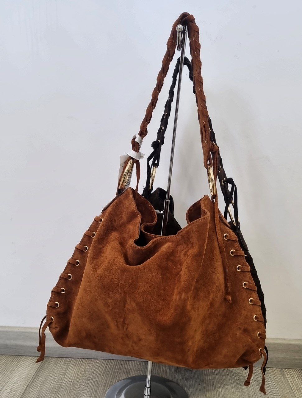 Borsa in Camoscio Color Cuoio e Moro