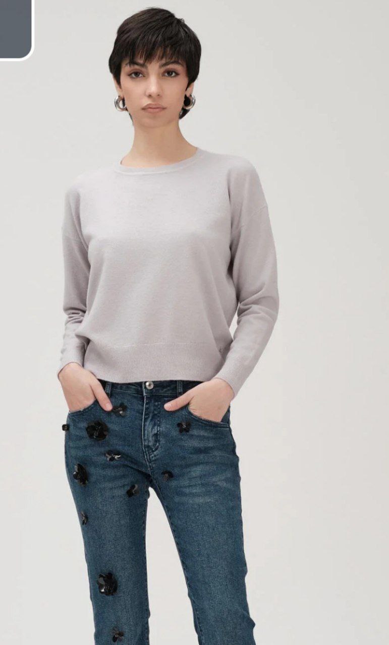 Maglia Whitewise Girocollo in Viscosa con Maniche Lunghe