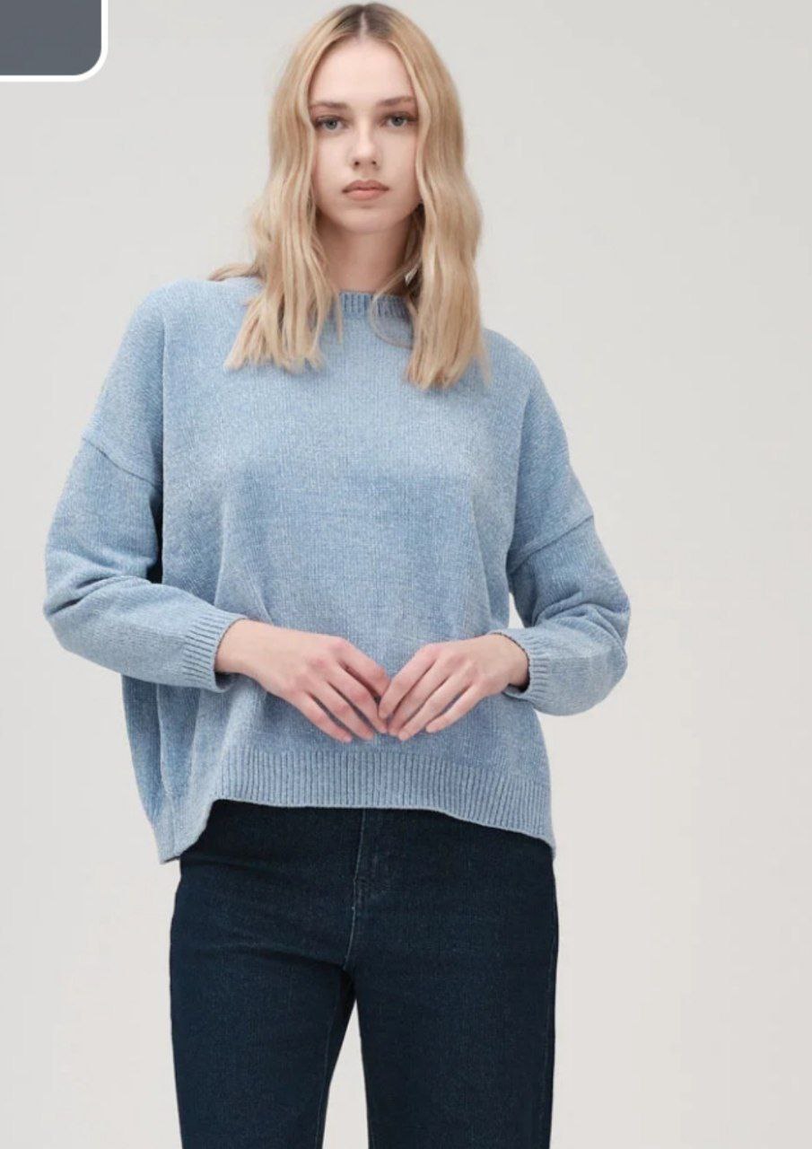 Maglia Girocollo in Ciniglia Grigia e Nera