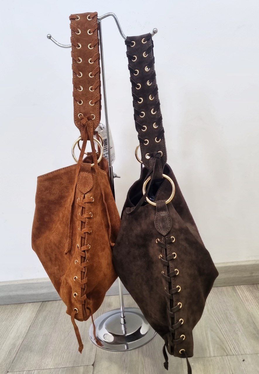 Borsa in Camoscio Color Cuoio e Moro