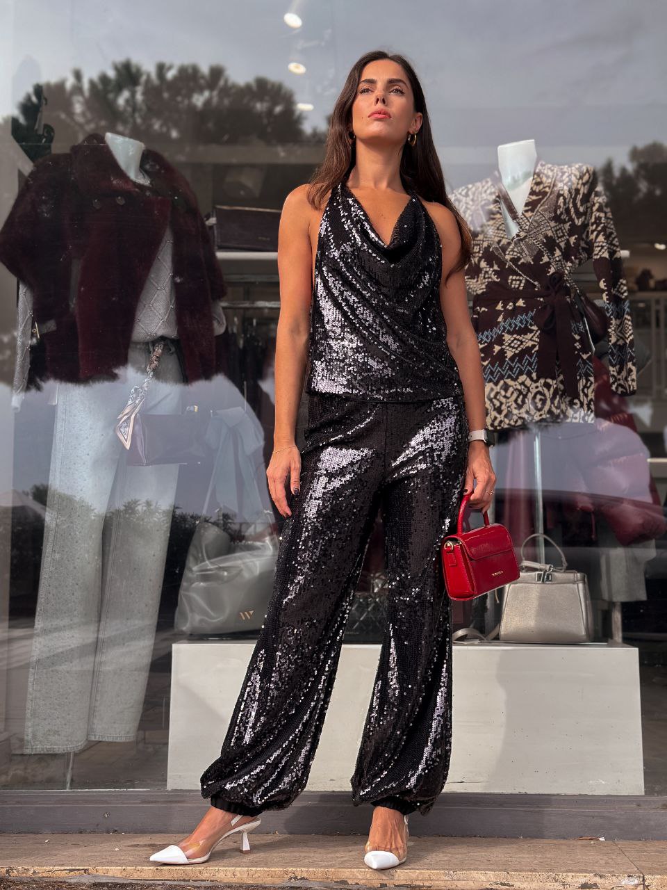 Completo Vicolo in Paillettes Nero