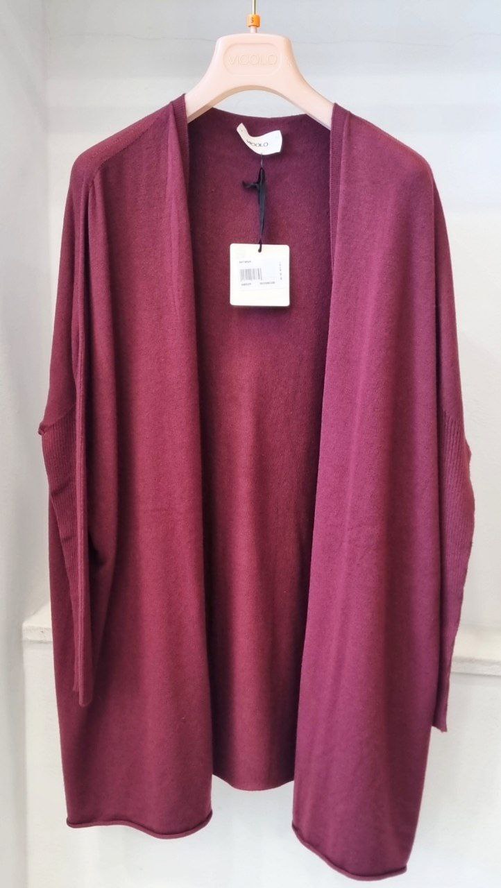 Cardigan Vicolo in Colori Bordeaux, Marrone, Crema e Nero