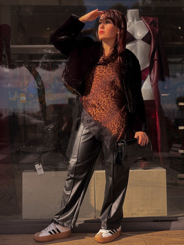 Pantalone Ecopelle Nero con Taglia S