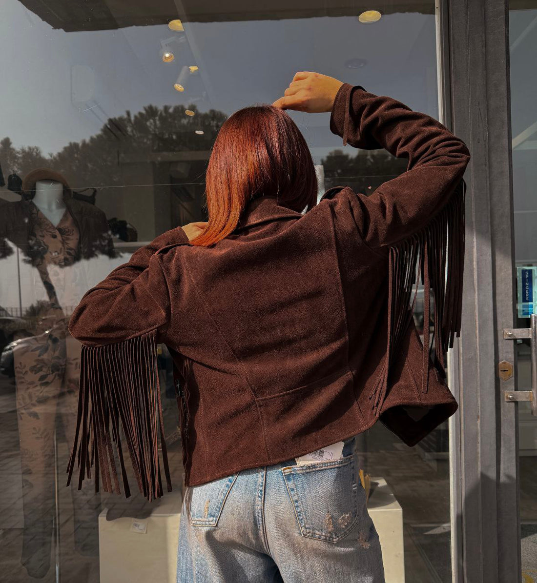 Giacca in Vera Pelle e Dainetto con Frange