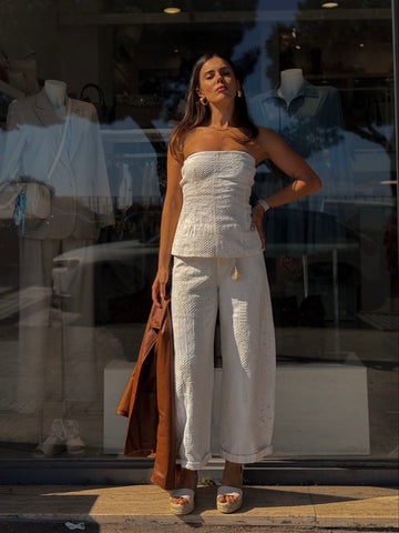 Completo Philia Loft in Panna con Top e Pantaloni