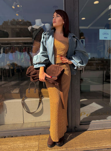 Completo Kikisix in Cammello, Panna e Nero