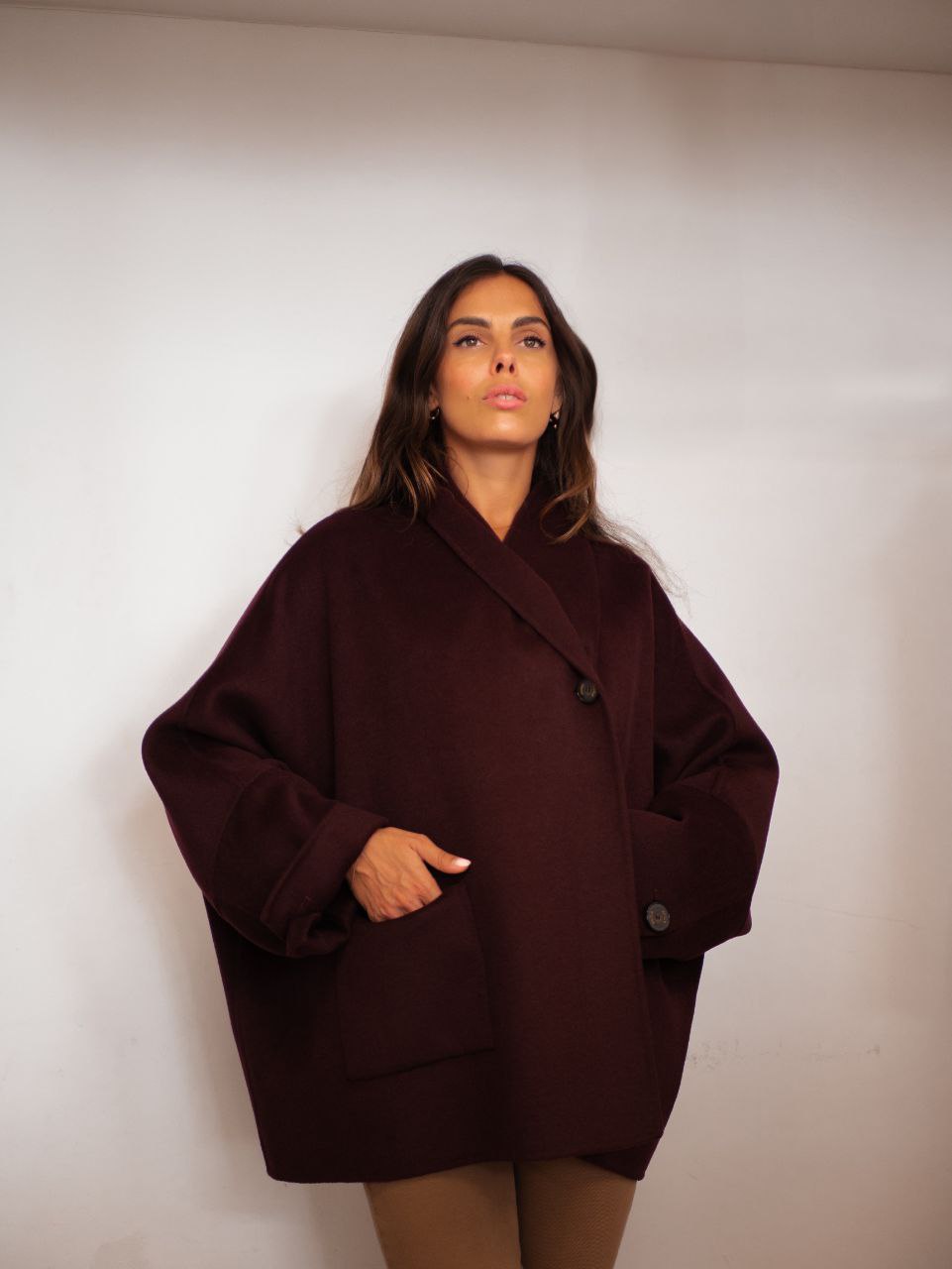 Cappotto Vicolo Bordeaux e Nero con Bottoni