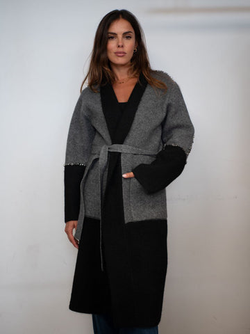 Cappotto Vicolo in Marrone e Nero con Cintura